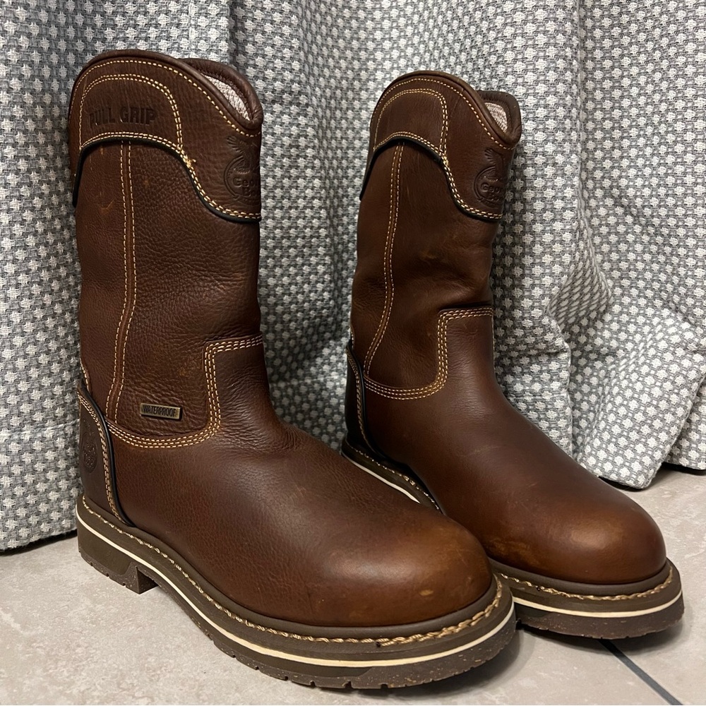 Georgia Boot Brown Padded  Women's Waterproof Pull On Work Boot Size 7 M New